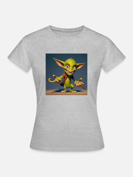 kleiner frecher Goblin - Frauen T-Shirt - Grau meliert