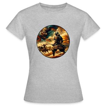 Des samouraïs dans une bataille surréaliste - T-shirt Femme - gris chiné - Devant - AI Model Female 172 dark (172cm)