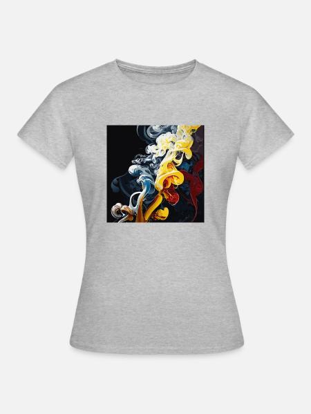 Rauchende Blume (Kunstwerksammlung) - Frauen T-Shirt - Grau meliert