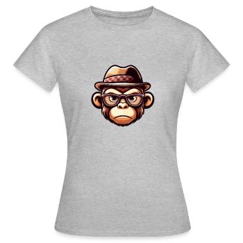 Verspielter Affe mit Brille - Frauen T-Shirt - Grau meliert - Vorne - AI Model Female 172 dark (172cm)