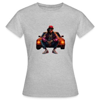 Hip Hop Rapper - Frauen T-Shirt - Grau meliert - Vorne - AI Model Female 172 dark (172cm)