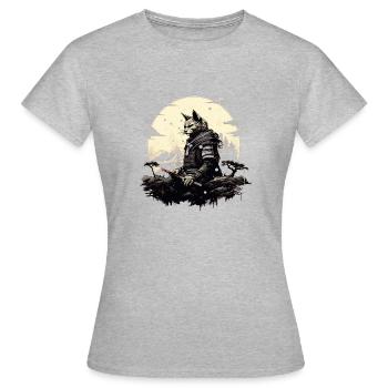 Chat Ronin - T-shirt Femme - gris chiné - Devant - AI Model Female 172 dark (172cm)