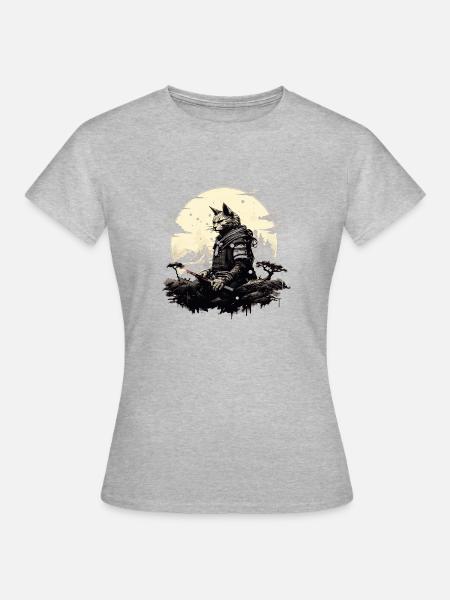 Ronin-Katze - Frauen T-Shirt - Grau meliert