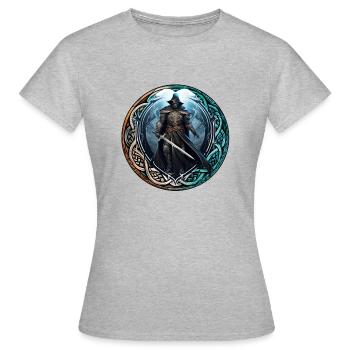 Guerrier celte - magicien à l'épée - rune celte - T-shirt Femme - gris chiné - Devant - AI Model Female 172 dark (172cm)