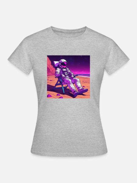Astronaut auf Mars - Frauen T-Shirt - Grau meliert