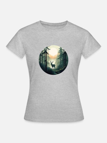 Morgendlicher Wald - Frauen T-Shirt - Grau meliert