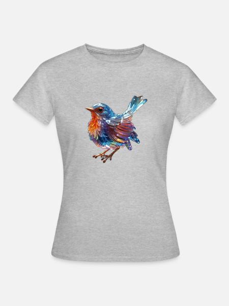 Cristal Vogel bunt - Frauen T-Shirt - Grau meliert