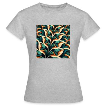 Abstraktes Laub - Frauen T-Shirt - Grau meliert - Vorne - AI Model Female 172 dark (172cm)
