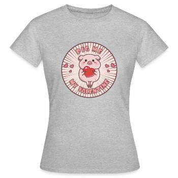 Cochon Valentine - T-shirt Femme - gris chiné - Devant - AI Model Female 172 dark (172cm)
