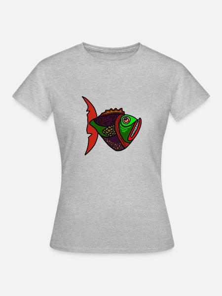fisch anglerfisch - Frauen T-Shirt - Grau meliert