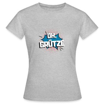 GRÜTZE - oh Grütze - Frauen T-Shirt - Grau meliert - Vorne - AI Model Female 172 dark (172cm)
