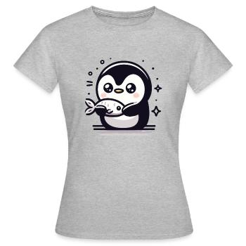 Pinguin fisch - Frauen T-Shirt - Grau meliert - Vorne - AI Model Female 172 dark (172cm)