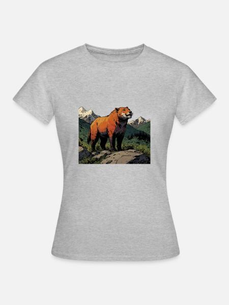Tiger-Comic-Stil - Frauen T-Shirt - Grau meliert