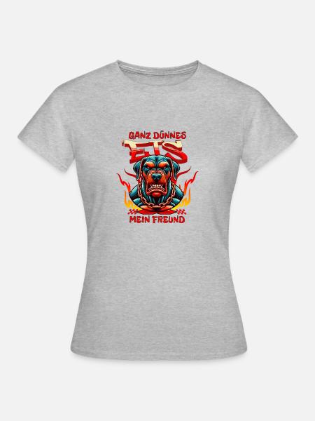 dünnes Eis Dog - Frauen T-Shirt - Grau meliert