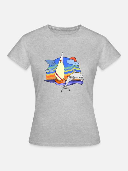 Segelboot - Frauen T-Shirt - Grau meliert