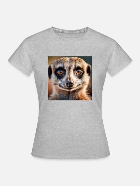 Erdmännchen ganz nah - Dame-T-shirt - grå meleret