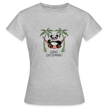 Panda - Complètement détendu - T-shirt Femme - gris chiné - Devant - AI Model Female 172 dark (172cm)