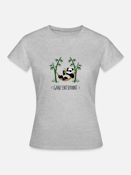 Ganz entspannt - Panda - Frauen T-Shirt - Grau meliert