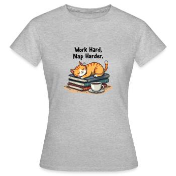 HART ARBEITEN, HÄRTER SCHLAFEN - Frauen T-Shirt - Grau meliert - Vorne - AI Model Female 172 dark (172cm)