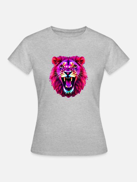 Löwe - Frauen T-Shirt - Grau meliert