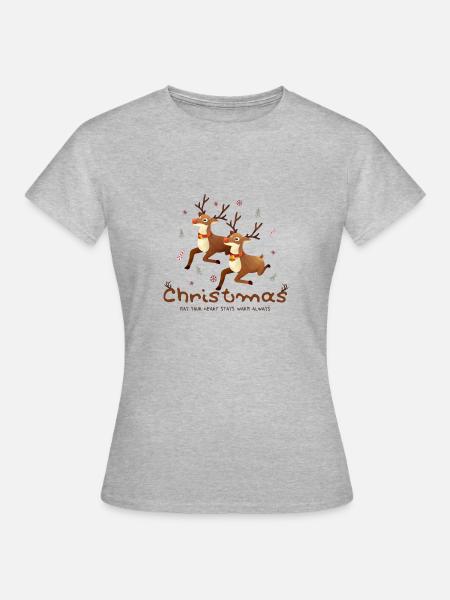 Reindeer - Frauen T-Shirt - Grau meliert