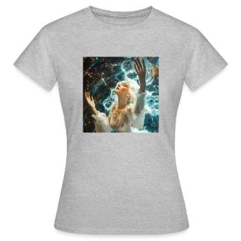 drachenqodeLULU - Frauen T-Shirt - Grau meliert - Vorne - AI Model Female 172 dark (172cm)