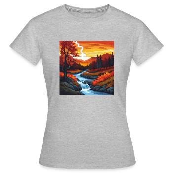 Pixelart Landscape - Frauen T-Shirt - Grau meliert - Vorne - AI Model Female 172 dark (172cm)