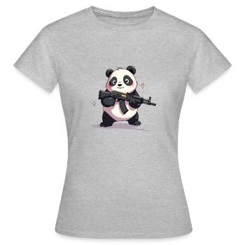 Niedlicher Pandabär bewaffnet. - Frauen T-Shirt - Grau meliert - Vorne - AI Model Female 172 dark (172cm)