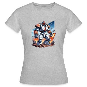 8-Bit Warrior - Frauen T-Shirt - Grau meliert - Vorne - AI Model Female 172 dark (172cm)