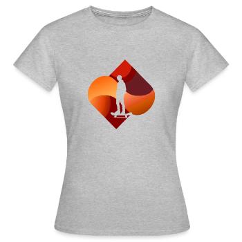 Longboard Skateur Boarder - T-shirt Femme - gris chiné - Devant - AI Model Female 172 dark (172cm)