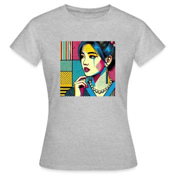 Illustration pop art d’une femme - T-shirt Femme - gris chiné - Devant - AI Model Female 172 dark (172cm)