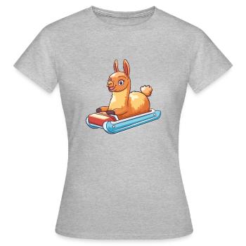 Luge à lamas - T-shirt Femme - gris chiné - Devant - AI Model Female 172 dark (172cm)