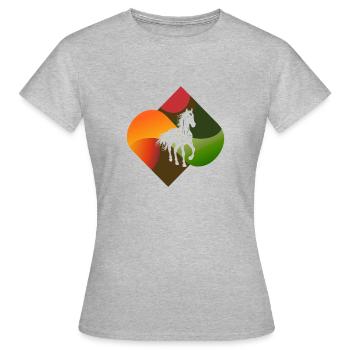 Pferd Ponyhof Hufe - Frauen T-Shirt - Grau meliert - Vorne - AI Model Female 172 dark (172cm)