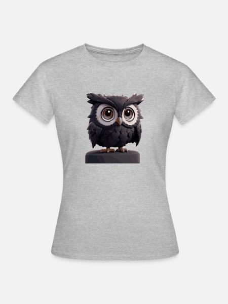 Eule Comic - Frauen T-Shirt - Grau meliert