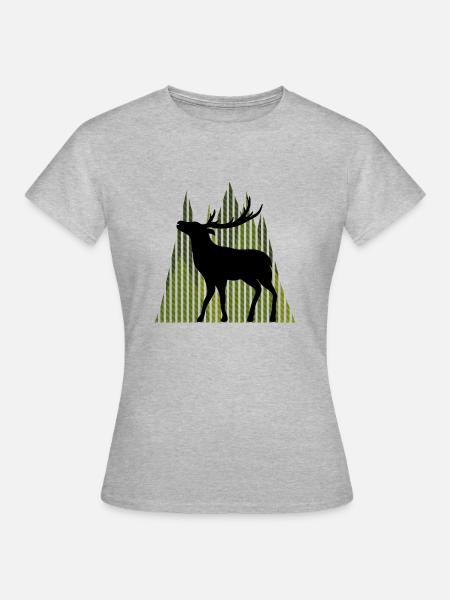 Hirsch - Frauen T-Shirt - Grau meliert