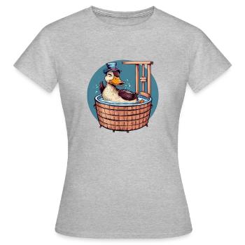 Ente in der Badewanne - Frauen T-Shirt - Grau meliert - Vorne - AI Model Female 172 dark (172cm)