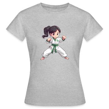 Taekwondo Kampfsport Fighter Streetfight - Frauen T-Shirt - Grau meliert - Vorne - AI Model Female 172 dark (172cm)