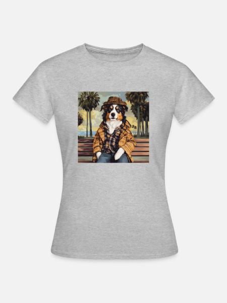 Bench at beach - Frauen T-Shirt - Grau meliert
