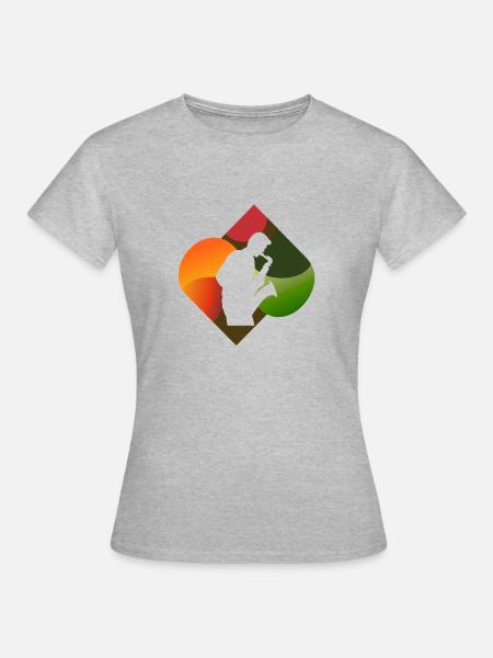 Saxophon Blasmusik Blasinstrument - Frauen T-Shirt - Grau meliert