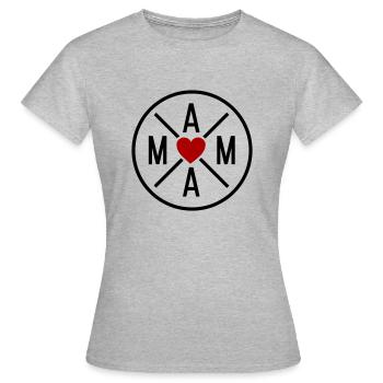 Mama Kreis mit Kreuz / Farbwechsel - Frauen T-Shirt - Grau meliert - Vorne - AI Model Female 172 dark (172cm)