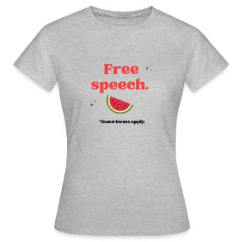 Free Speech - Frauen T-Shirt - Grau meliert - Vorne - AI Model Female 172 dark (172cm)