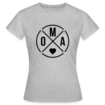 Oma mit Herz Omi Großmutter - Frauen T-Shirt - Grau meliert - Vorne - AI Model Female 172 dark (172cm)