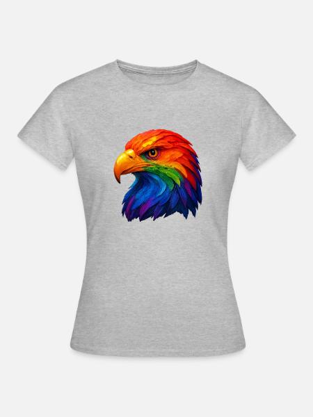Farbfeder Seeadlerkopf - Frauen T-Shirt - Grau meliert