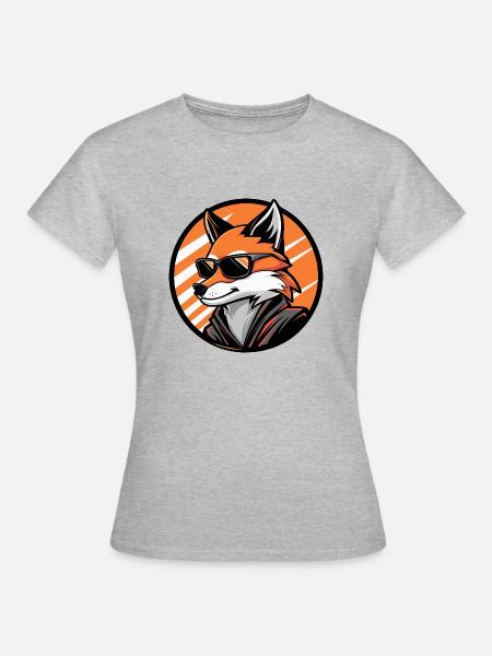 Fuchs Comic Cool - Frauen T-Shirt - Grau meliert