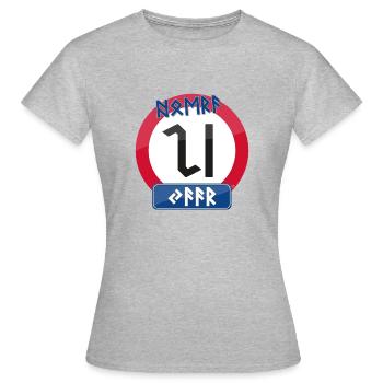 Hourra 20 ans en runes - T-shirt Femme - gris chiné - Devant - AI Model Female 172 dark (172cm)