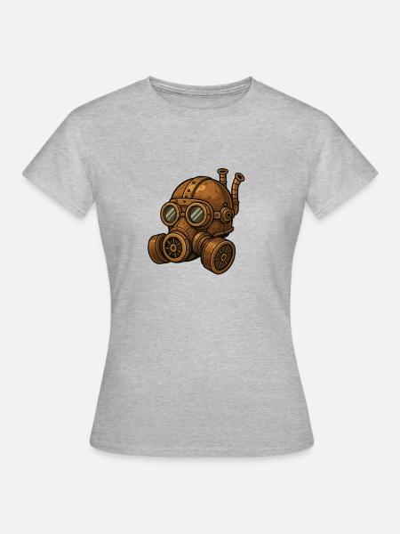gasmaske steampunk - Frauen T-Shirt - Grau meliert