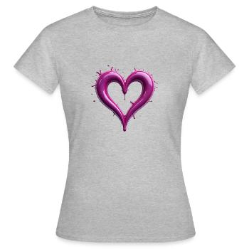 Splattering Pink Heart - Women's T-Shirt - heather grey - Front - AI Model Female 172 dark (172cm)