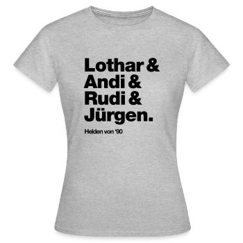 Helden von 1990 - Frauen T-Shirt - Grau meliert - Vorne - AI Model Female 172 dark (172cm)