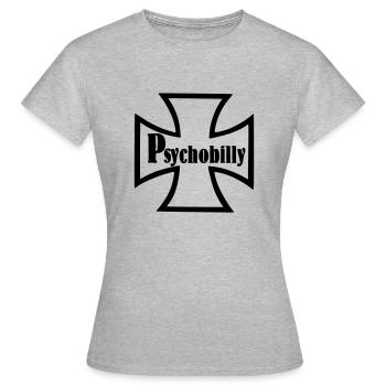 PSYCHOBILLY,ROCK,GUITAR,FLATTOP,PLAT,guitare,musiq - T-shirt Femme - gris chiné - Devant - AI Model Female 172 dark (172cm)