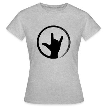 Rock Hand Kreis Musik, I love you, Party, Festival - Frauen T-Shirt - Grau meliert - Vorne - AI Model Female 172 dark (172cm)